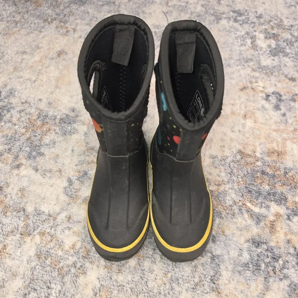 Lone Cone Boots Kids Size 7 Black MudBoot Space Planets Waterproof Winter Snow